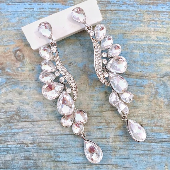 Cherryl’s Jewelry - Long Crystal Occasion Event or Pageant Earrings Cherryl’s Jewelry - Long Crystal Occasion Event or Pageant Earrings